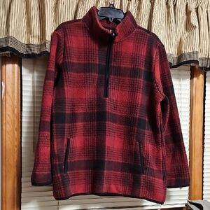 Women's Red and Black Plaid Plush Top